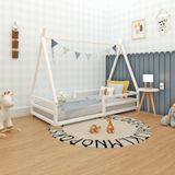 Cama Infantil Montessoriana Cabana Com Proteção Em Barra E Pés Branco