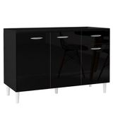 Balcão Gabinete De Pia Para Cozinha 120cm 3 Portas Classic P11 Preto - Mpozenato