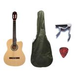 Kit Violão Nylon Elétrico Tagima AC-60 NS Natural Satin Eletroacústico Memphis + Bag Capo Palhetas