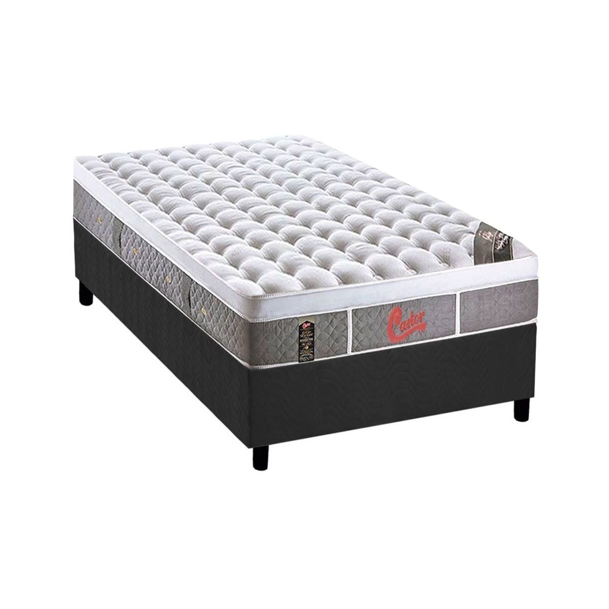 Cama Box Solteiro Colchao Molas Pocket Ensacadas Castor Light Stress Oxygen New Plush Base Crc Suede Gray 88x188