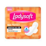 Absorvente Ladysoft Max Protect Cobertura Seca Com Abas Fluxo Intenso Hipoalergênico 8 Unidades