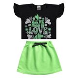 Conjunto Infantil Menina Cropped Love Preto