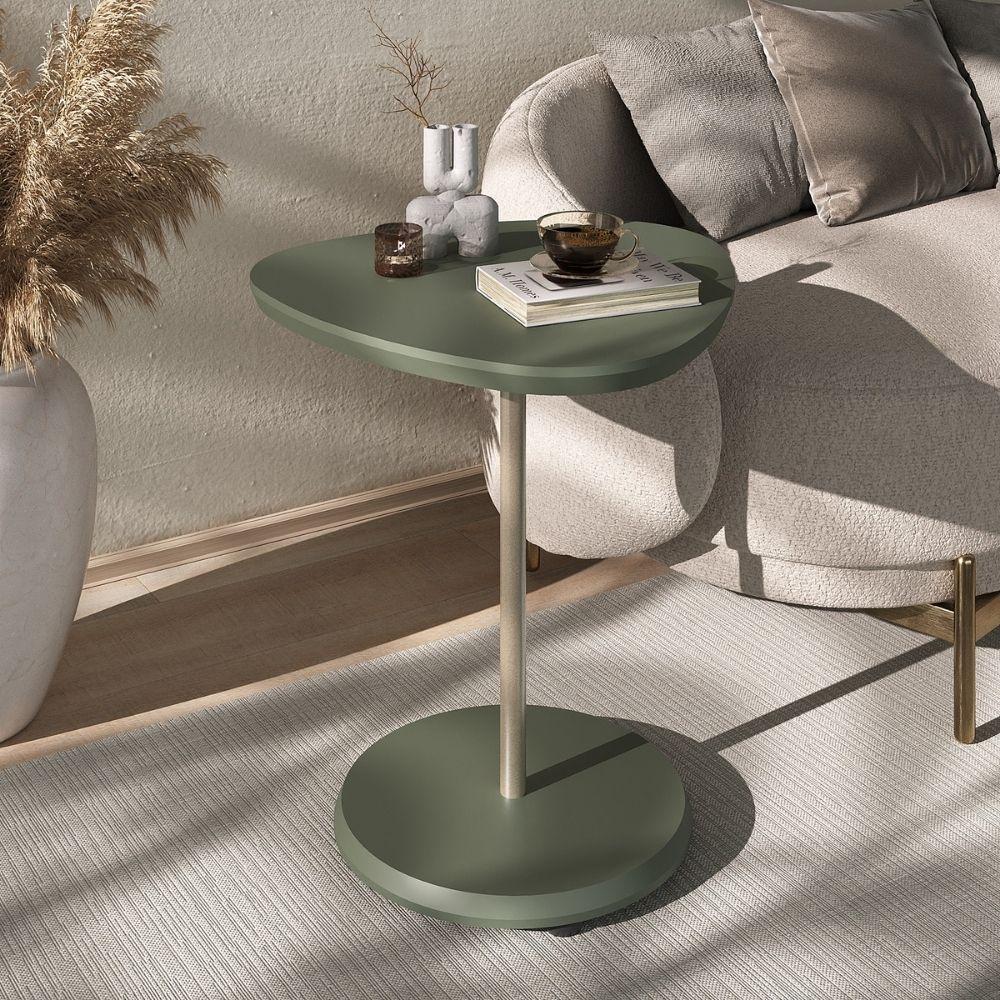 Mesa De Apoio Lateral 100% Mdf Com Pés Em Metal Bel Artely Menta