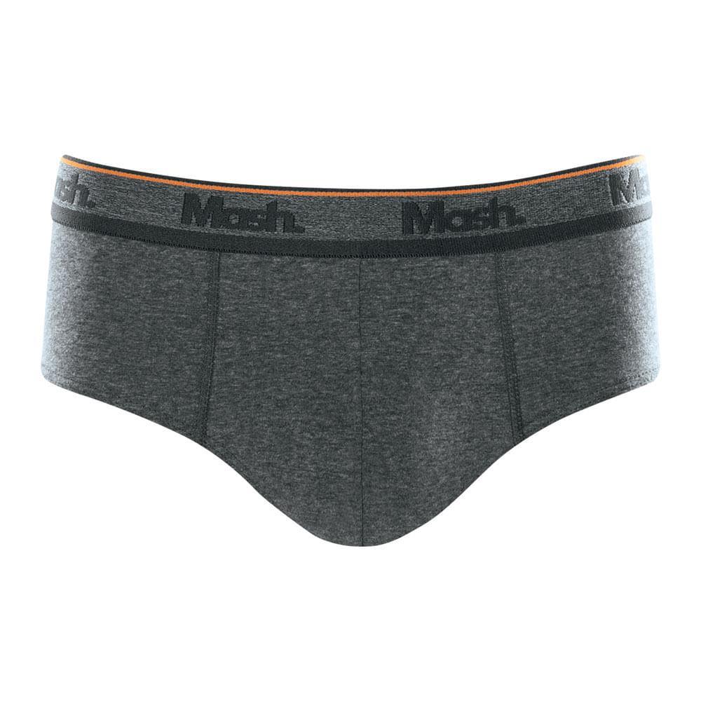 Cueca Slip Mash Masculina Cotton Algodão Elástico Cinza Mescla Grafite G