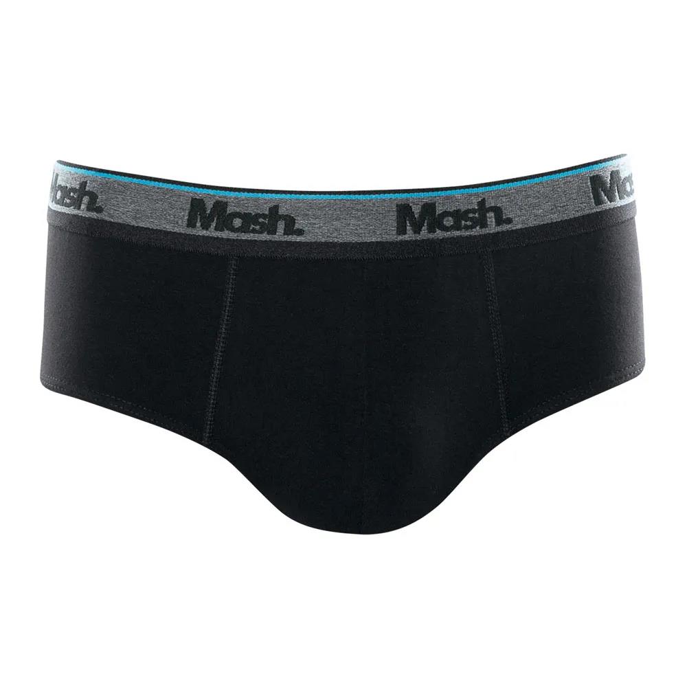 Cueca Slip Mash Masculina Cotton Algodão Elástico Preto M