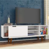 Rack para TV até 40 Polegadas 1 Porta Oregon Retrô Olivar Branco Acetinado