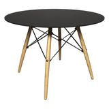 Mesa De Jantar 4 Lugares Redonda 120cm Tampo Mdf Pés Eiffel Paris R02 Preto - Mpozenato