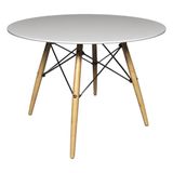 Mesa De Jantar 4 Lugares Redonda 120cm Tampo Mdf Pés Eiffel Paris R02 Branco - Mpozenato