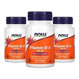 Vitamina D-3 Now Foods 400 Iu 180 Caps Softgels 3un
