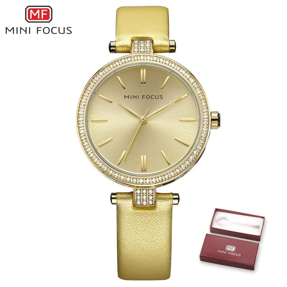 Relógio Feminino Mini Focus Mf0039l À Prova D&#39;água Dourado