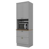 Torre Quente 1 Forno Americana Cinza Com Tampo Nature - Móveis Henn