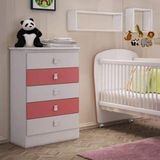 Cômoda De Bebê 5 Gavetas Móveis Percasa Branco/rosa