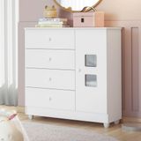 Cômoda De Bebê 100% Mdf 1 Porta 4 Gavetas Life Branco