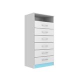 Cômoda Rack 6 Gavetas 1 Nicho Maxi Evidência Móveis Branco/azul