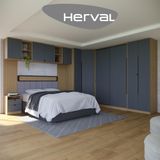 Guarda-roupa Para Casal Modulado Herval Viel, Com Cabeceira Queen, Grafite