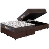 Cama Box Bau Queen Colchao Espuma Polar D33 Perola Euro Pillow Base Crc Courano Brown 158x198