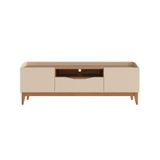 Rack Sala Ravena Para Tv Até 60 Polegadas C/ Pés De Madeira  Off White/noce