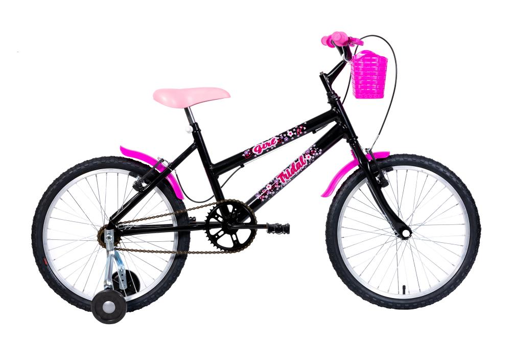 Bicicleta Aro 20 Infantil Mtb Girl Com Roda Lateral - Preto