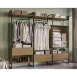 Closet De Quarto Crome Industrial Li030 C/ 2 Portas E 3 Gavetas Freijo/preto - Kappesberg