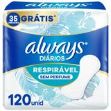 Protetor Diário Always Respirável Sem Perfume 120un