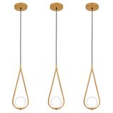 Kit 3 Luminárias Pendente Gota Globo Vidro Quarto Dourado