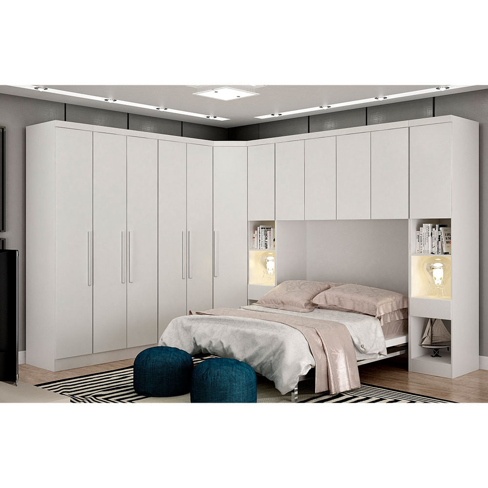 Guarda-roupa Modulado De Casal Safira 002 Em Mdf Com 12 Portas E 8 Gavetas Clic Móveis