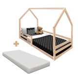 Cama Com Colchão Infantil Montessoriana Casinha Em Madeira Maciça Naturale Amore Shop Jm