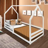 Cama Solteiro Madeira Maciça Montessoriana Casinha Branco Amore Shop Jm