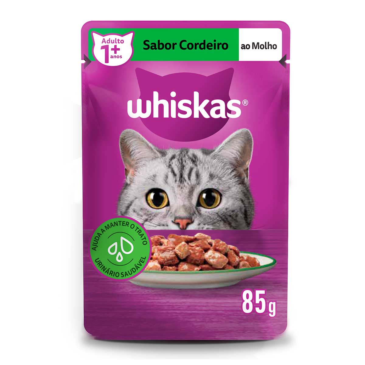 Ração Úmida Whiskas Sachê Cordeiro ao Molho para Gatos Adultos 85 g