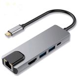 Hub Adaptador Dock Station 6 Em 1 Usb-c 3.0 4k Hdtv Rj45