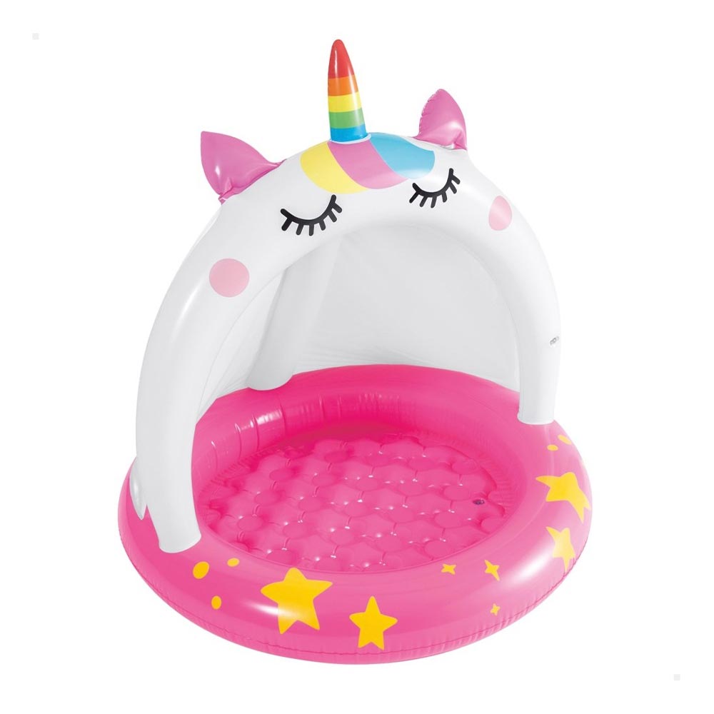 Piscina Inflavel Unicornio Infantil Com Cobertura 45 Litros Intex