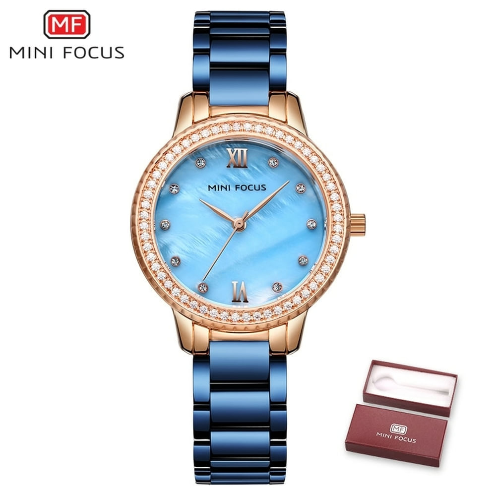 Relógio Feminino Mini Focus Mf0226l À Prova D&#39;água Azul