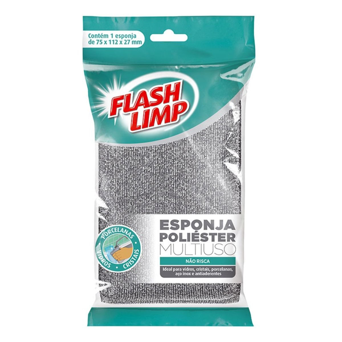 Esponja Poliéster Multiuso - Flash Limp - Prata