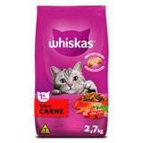 Ração Whiskas Sabor Carne para Gatos Adultos com 2,7 kg