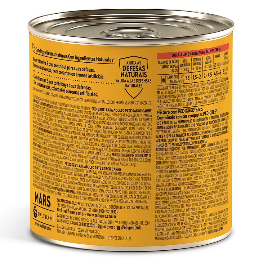 Ração Úmida Pedigree Lata Patê de Carne para Cães Adultos 280 g - imagem 3