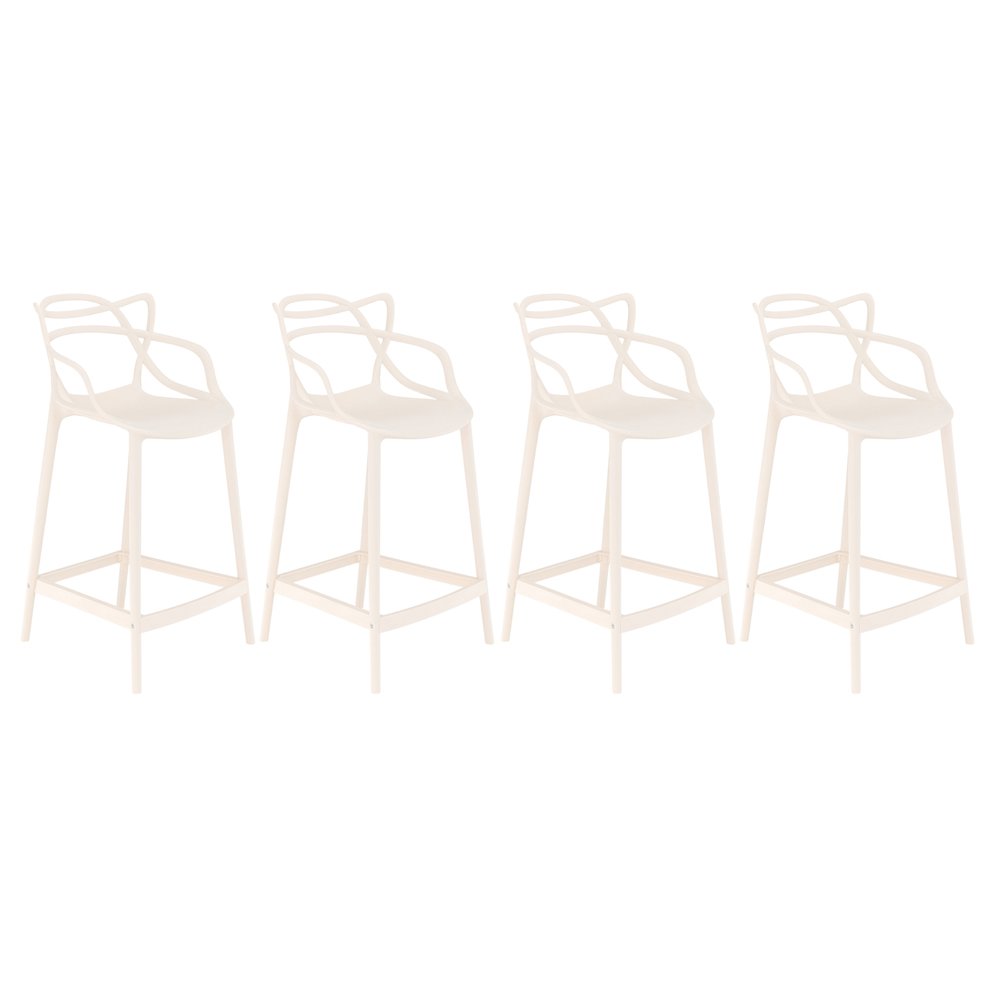 Kit 4 Banquetas Médias Bancada Cozinha Masters Allegra 66 Cm