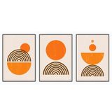 Kit Com 3 Quadros Decorativos Abstratos Com Moldura Para Sala Quarto Escritório 42x622 Abstrato 017