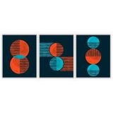 Kit Com 3 Quadros Decorativos Abstratos Com Moldura Para Sala Quarto Escritório 82x102 Abstrato 016