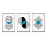 Kit Com 3 Quadros Decorativos Abstratos Com Moldura Para Sala Quarto Escritório 42x622 Abstrato 004
