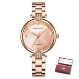 Relógio Feminino Mini Focus Mf0310l À Prova D&#39;água Ouro Rosa