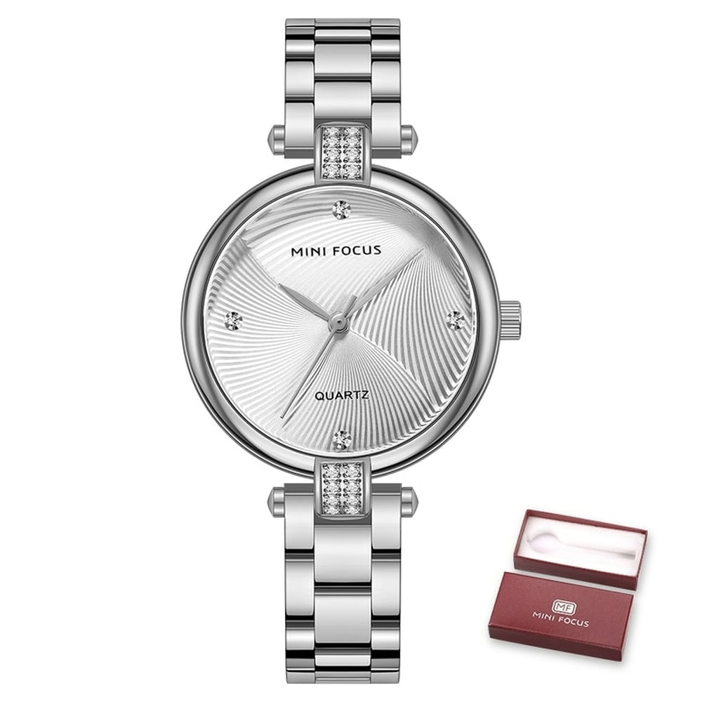 Relógio Feminino Mini Focus Mf0310l À Prova D&#39;água Prata