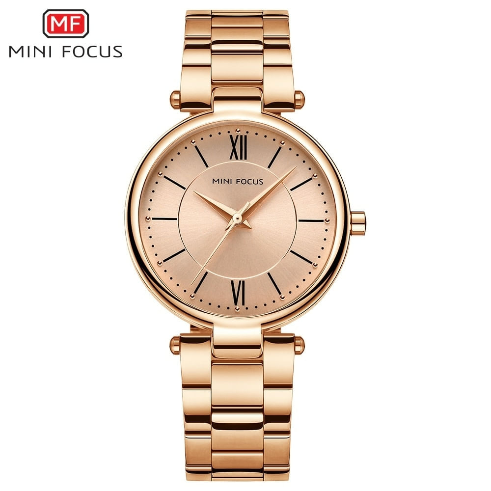 Relógio Feminino Mini Focus Mf0189l À Prova D&#39;água Ouro Rosa