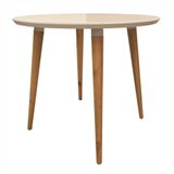 Mesa Para Sala De Jantar Redonda Betty Off White Tampo Em Vidro