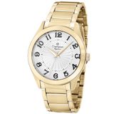 Relógio Feminino Champion Dourado Mostrador Branco com Kit CN25029W