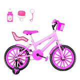 Bicicleta Infantil Aro 16 Nylon E Cadeirinha Rosa E Pink