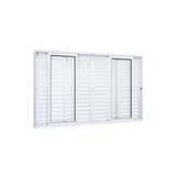 Janela Veneziana Alumínio Central 4 Folhas Móveis 2 Fixas Lucasa Eccellente  100cmx150cm Branco