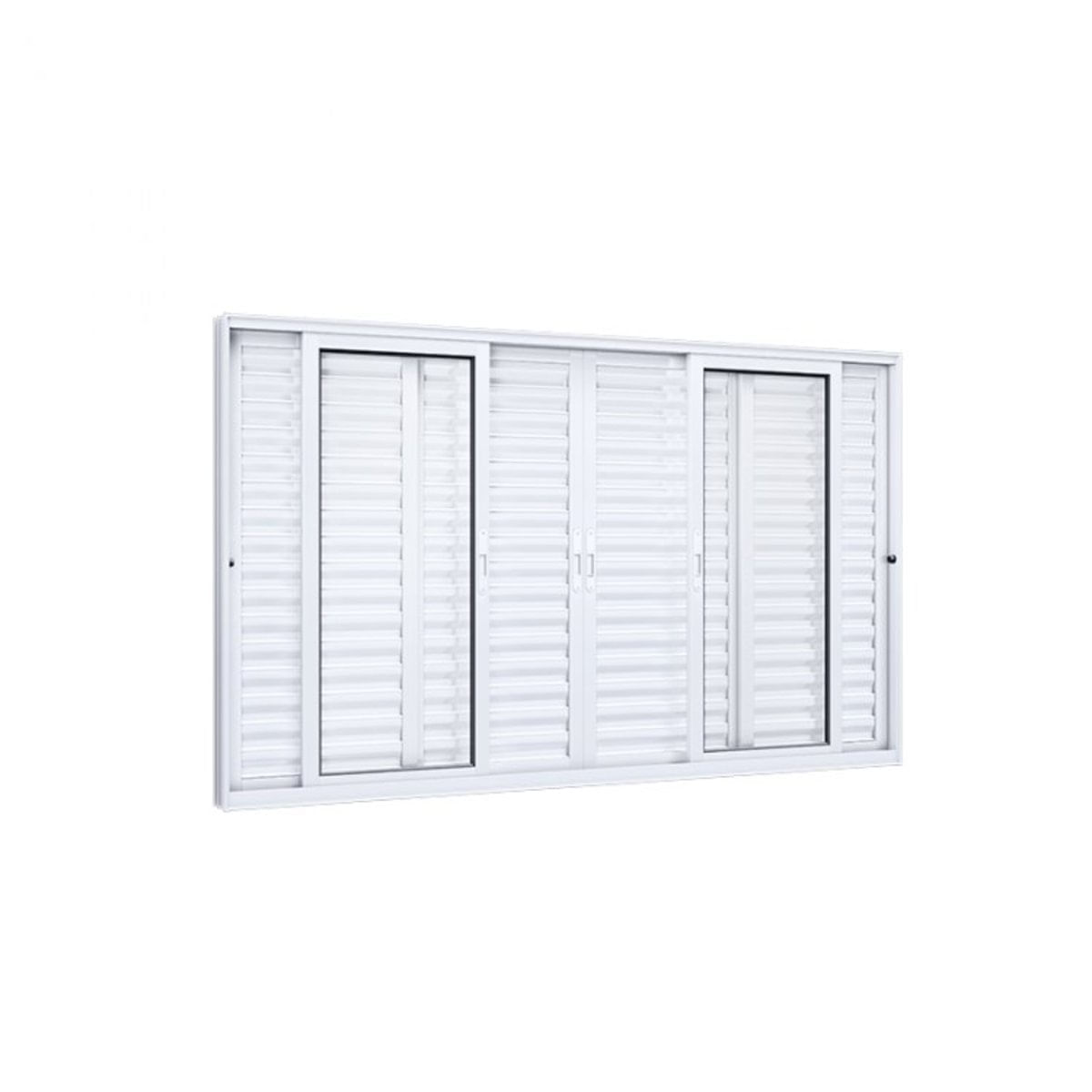 Janela Veneziana Alumínio Central 4 Folhas Móveis 2 Fixas Lucasa Eccellente  100cmx150cm Branco