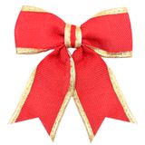 Enfeite Árvore Natal Laço Lacinho Vermelho Dourado Brilhante 2 Peças 14cm