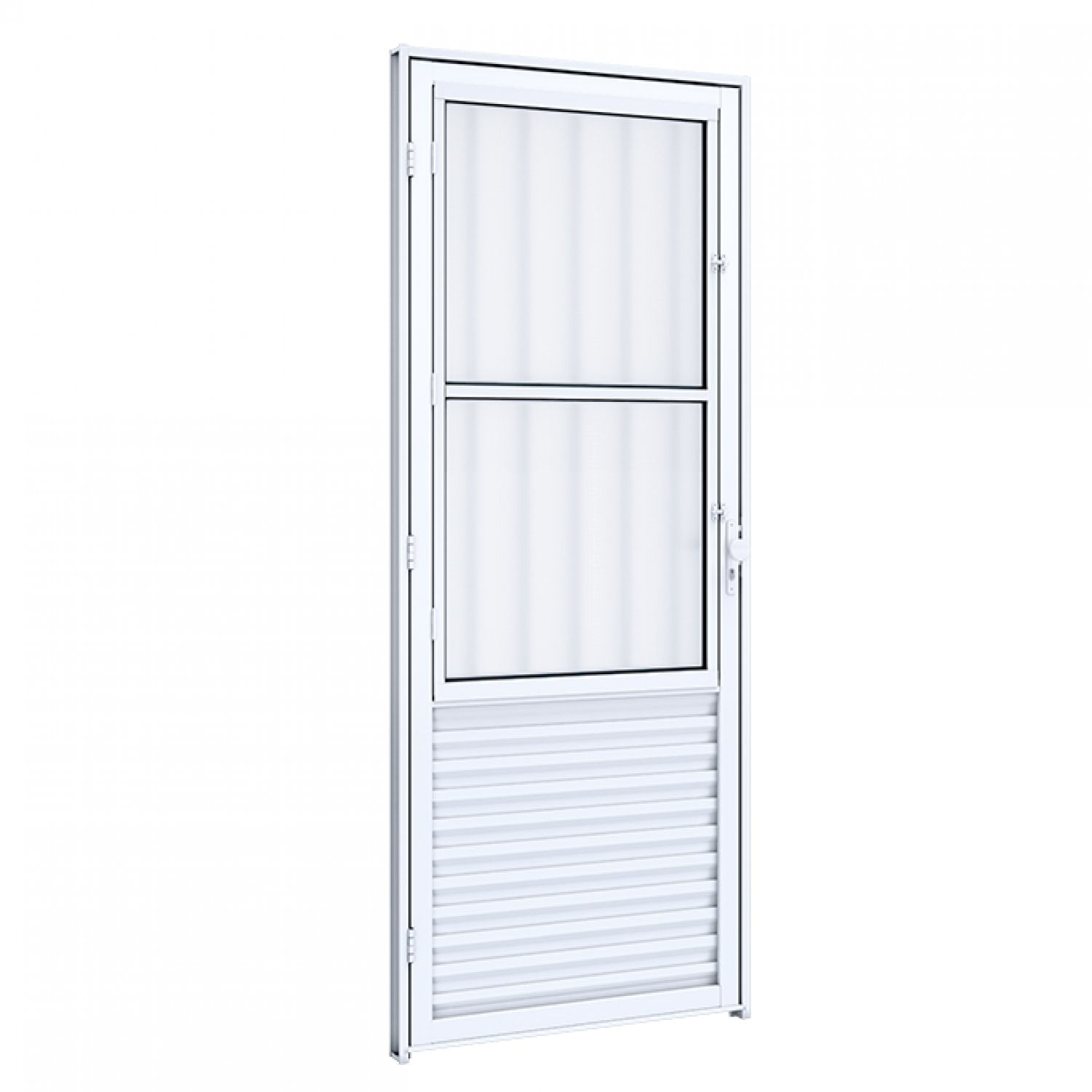 Porta de Giro com Postigo Grade Riobras Alumínio  215cmx85cm Branco