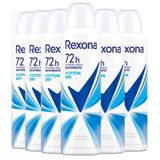 Kit Desorante Aerosol Rexona Cotton Dry Azul 150ml - 6 Unidades